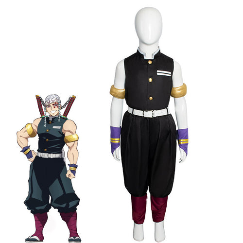 Anime Demon Slayer Kimetsu no Yaiba Tengen Uzui Kids Fullset Cosplay Costumes - Cosplay Clans