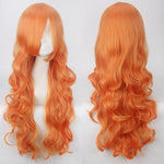 Women Wavy Sweet 80cm Long Yellow Blonde Orange Lolita Fashion Wigs with Bangs - Cosplay Clans