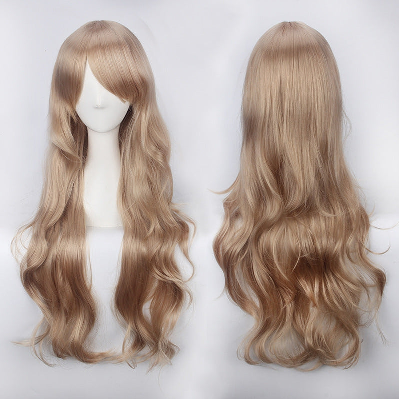 Women Wavy Sweet 80cm Long Brown Lolita Fashion Wigs with Bangs - Cosplay Clans