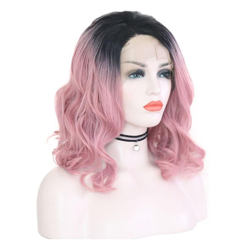 Multi-size Women Lace Front Wigs Short Curly Black Fade Pink Cosplay Wigs - Cosplay Clans