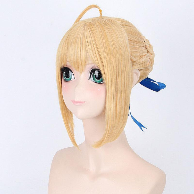 Anime FGO Fate Stay Night Arturia Pendragon Saber Blonde Grey Styled Updo 3 Colors Cosplay Wigs - Cosplay Clans