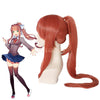 DDLC Monika Super Long Deep Pink Straight Synthetic Cosplay Wigs with Ponytail - Cosplay Clans