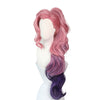 LOL Seraphine Cosplay Wig 100cm Long Ponytail Pink Gradient Purple Wavy Wigs - Cosplay Clans