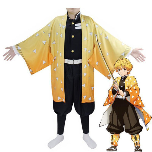 Anime Demon Slayer Kimetsu no Yaiba Zenitsu Agatsuma kimono Cosplay Costumes - Cosplay Clans
