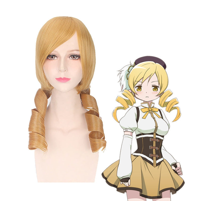 Anime Puella Magi Madoka Magica Mami Tomoe Long Curly Blonde Cosplay Wigs - Cosplay Clans