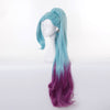 Game LOL KDA All Out Seraphine 100cm Long Green Gradient Purple Ponytail Cosplay Wigs