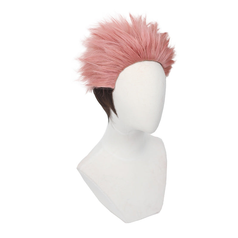 Anime Jujutsu Kaisen Ryomen Sukuna Short Pink Gradient Black Cosplay Wigs - Cosplay Clans