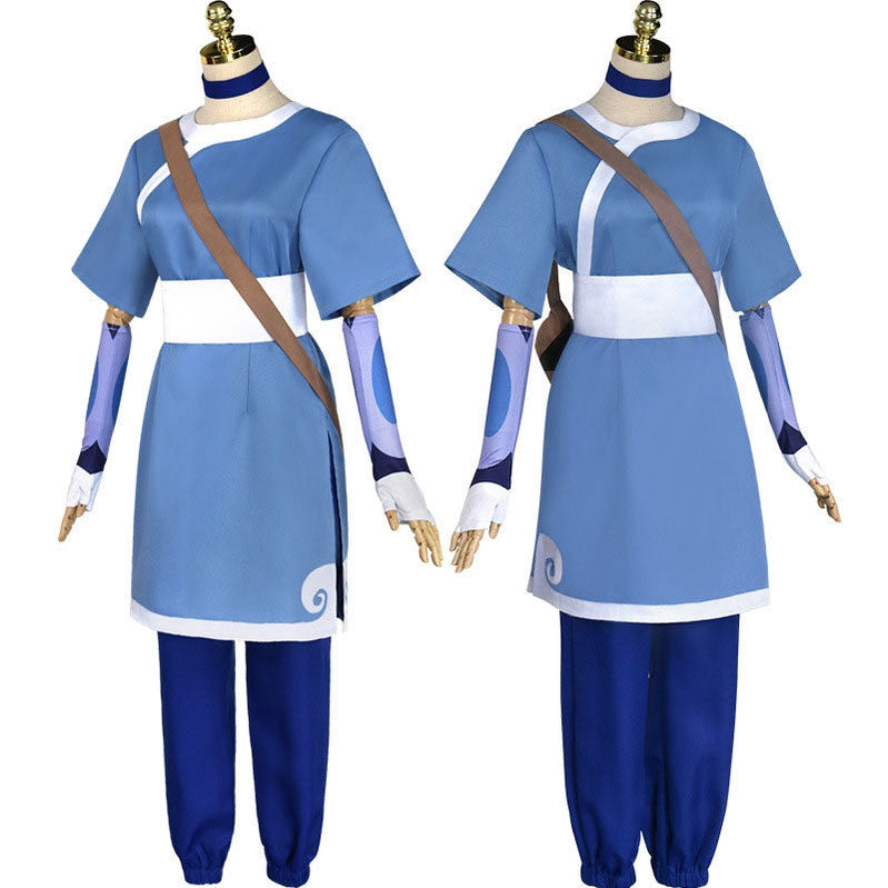 Avatar: The Last Airbender Katara Blue Dress Outfit Cosplay Costumes