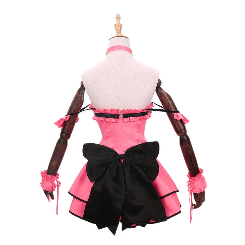 Anime Date A Live Kurumi Tokisaki Pink Cat Maid Dress Cosplay Costume - Cosplay Clans