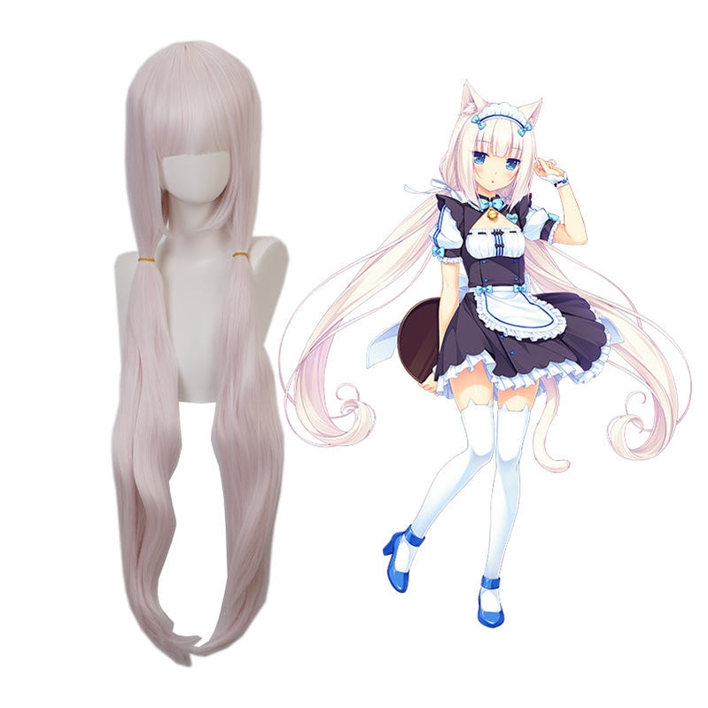 Game Nekopara Vanilla Long Straight Light Pink Cosplay Wigs - Cosplay Clans