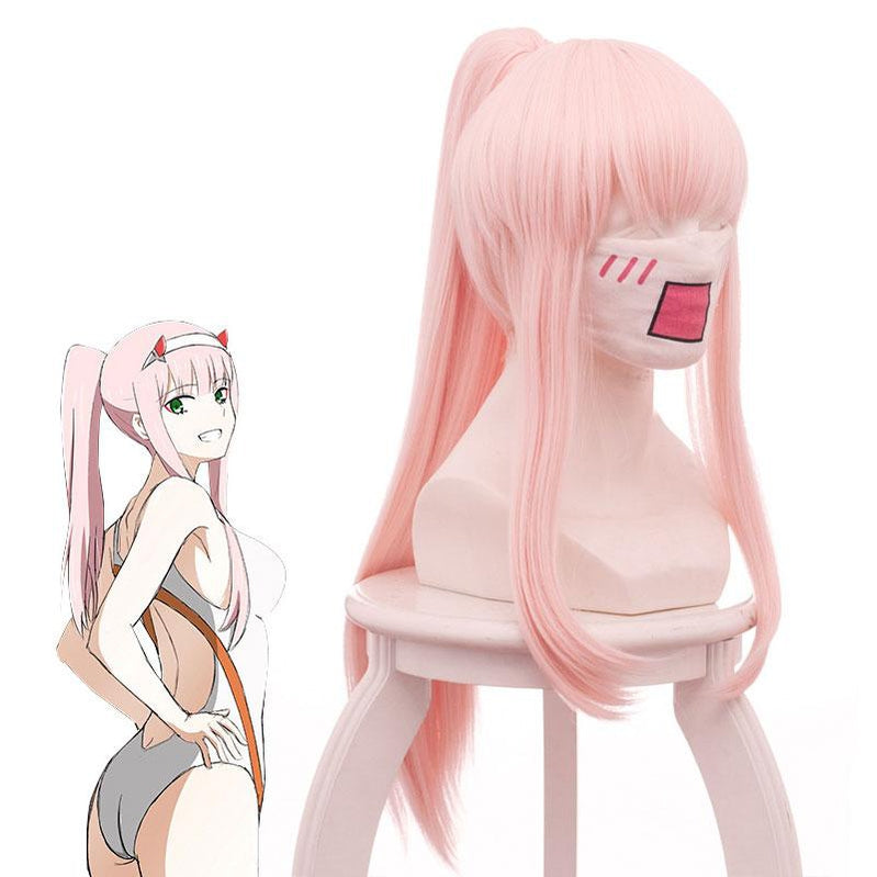 Anime DARLING in the FRANXX 02 Zero Two 65cm Long Pink Ponytail Cosplay Wigs - Cosplay Clans