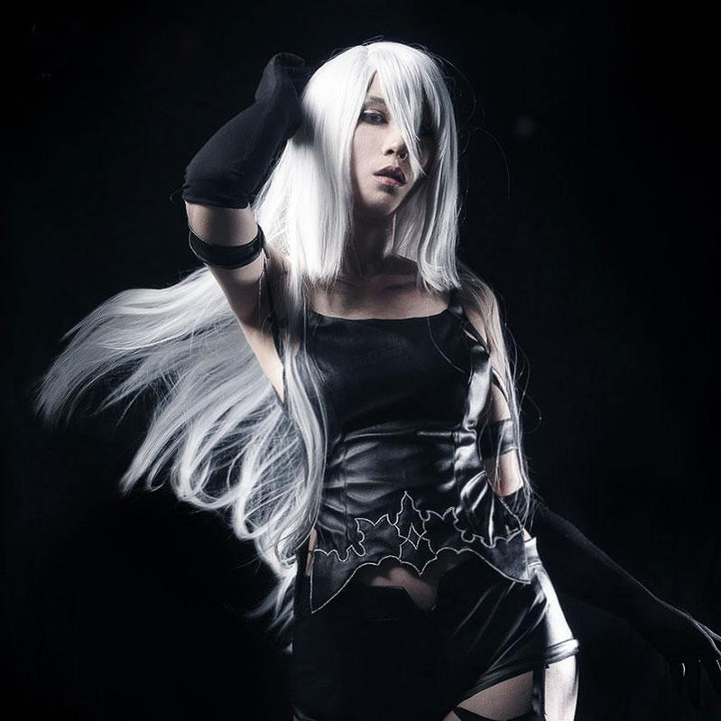 Game Nier: Automata Yorha A2 Type a No.2 Women Synthetic Long Silver Halloween Cosplay Wigs - Cosplay Clans