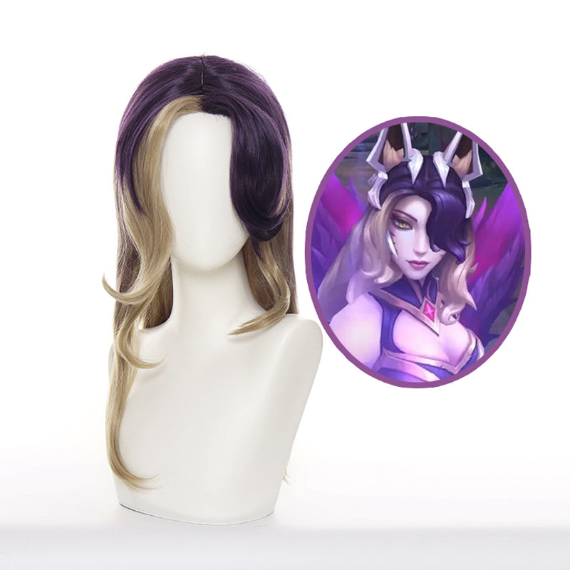 Game LOL Coven Ahri Purple Blonde Long Cosplay Wigs - Cosplay Clans
