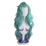 Game LOL KDA All Out Seraphine 100cm Long Green Gradient Purple Wavy Cosplay Wigs - Cosplay Clans