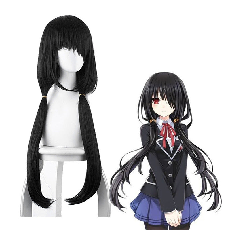 Anime Date A Live Kurumi Tokisaki Long Black Bunches Cosplay Wigs - Cosplay Clans