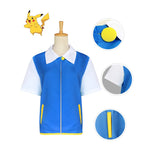 Anime Pokémon Ash Ketchum Short Sleeve Jacket Outfit Cosplay Costume - Cosplay Clans