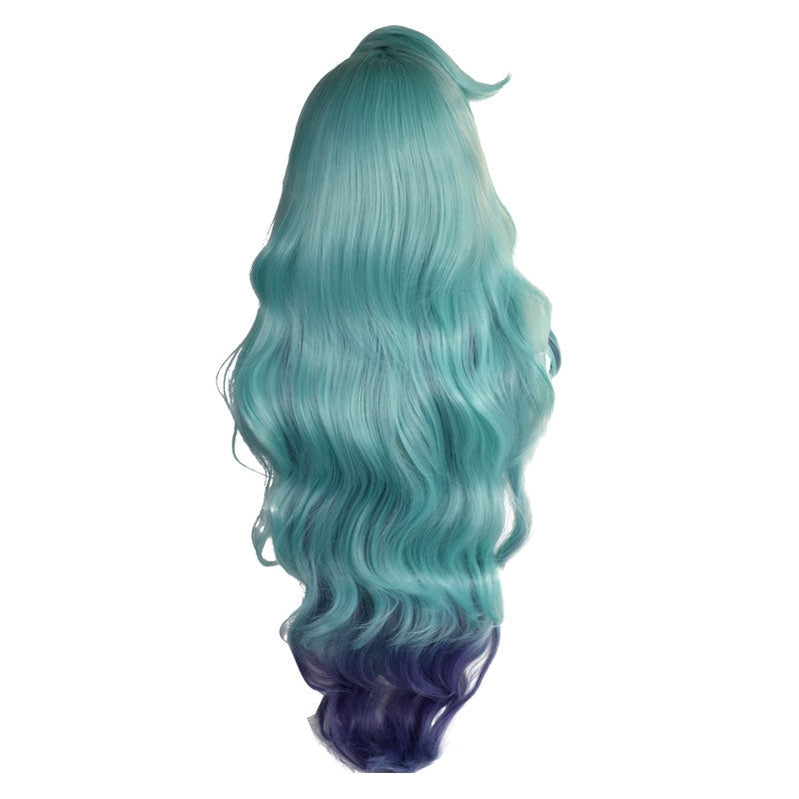 Game LOL KDA All Out Seraphine 100cm Long Green Gradient Purple Wavy Cosplay Wigs - Cosplay Clans