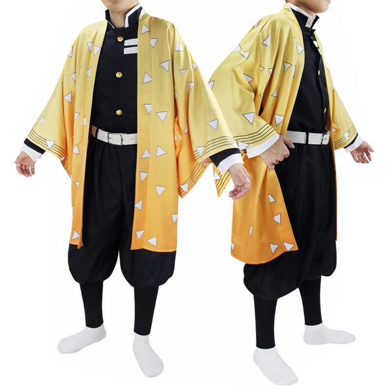 Anime Demon Slayer Kimetsu no Yaiba Zenitsu Agatsuma kimono Cosplay Costumes - Cosplay Clans