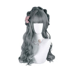 Women Fashion Long Gray Wavy Sweet Bangs Lolita Wig