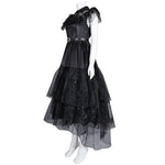 The Addams Family Wednesday Addams Black Raval Ball Dress Halloween Cosplay Costumes