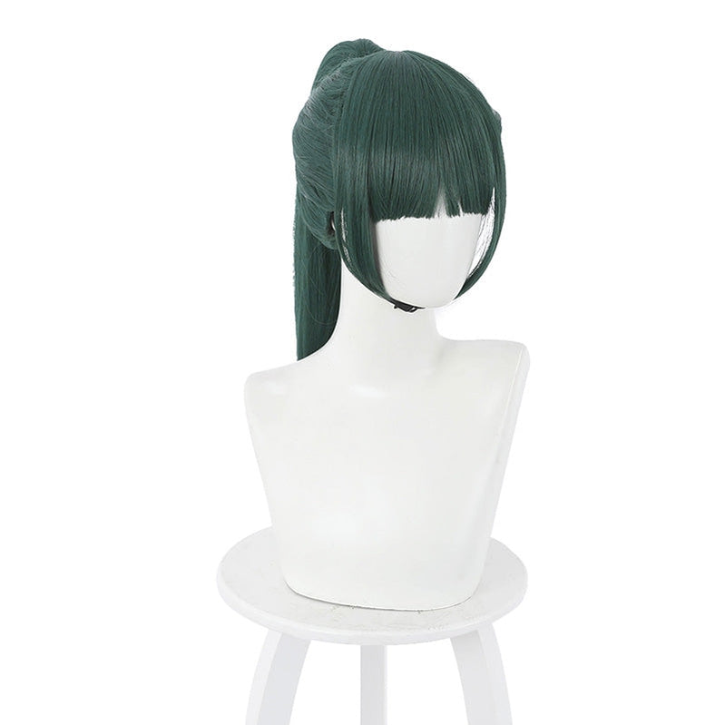 Anime Jujutsu Kaisen Maki Zenin Long Dark Green Cosplay Wigs - Cosplay Clans