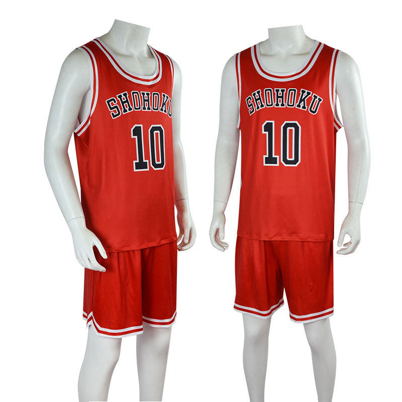 Sakuragi Hanamichi cosplay-top voor heren, rood 10e basketbalshirt Sakuragi Hanamichi cosplay-top voor heren, rood 10e basketbalshirt