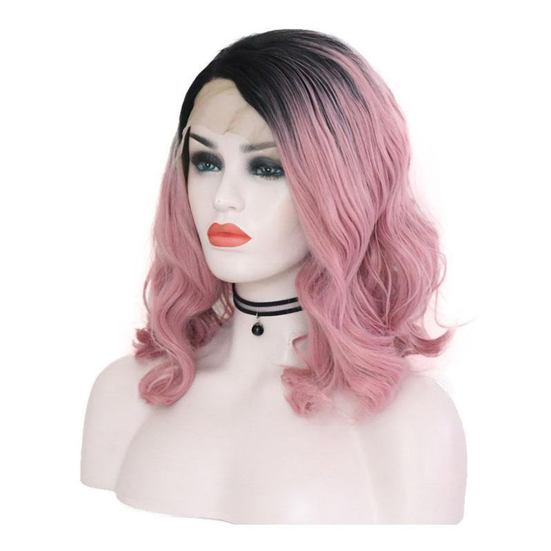 Multi-size Women Lace Front Wigs Short Curly Black Fade Pink Cosplay Wigs - Cosplay Clans