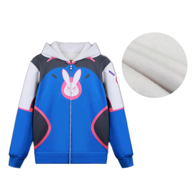 Game OW Overwatch D.Va Hana Song Fleece Lined Hoodie Jacket Cosplay Costumes - Cosplay Clans