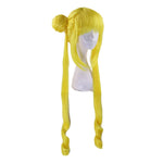 Anime Sailor Moon Tsukino Usagi Long Straight Double Braids Lemon Yellow Blonde Cosplay Wigs - Cosplay Clans