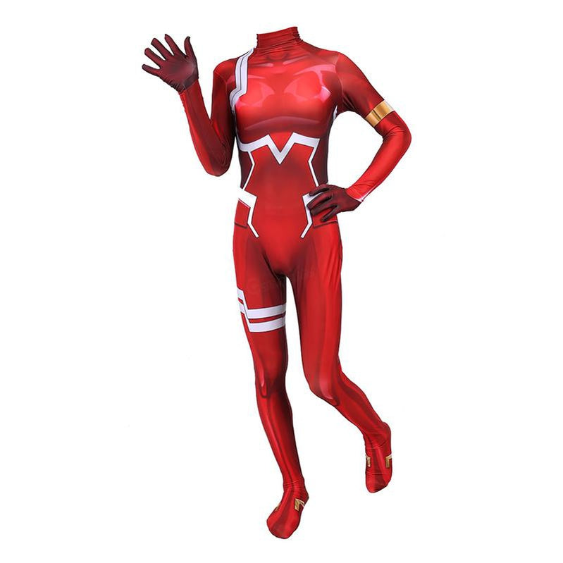 Anime DARLING in the FRANXX 02 Zero Two Jumpsuit Cosplay Costumes - Cosplay Clans