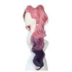 LOL Seraphine Cosplay Wig 100cm Long Ponytail Pink Gradient Purple Wavy Wigs - Cosplay Clans