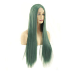 60cm Women Lace Front Wigs Long Straight Dark Green Cosplay Wigs - Cosplay Clans