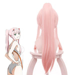 Anime DARLING in the FRANXX 02 Zero Two 65cm Long Pink Ponytail Cosplay Wigs - Cosplay Clans