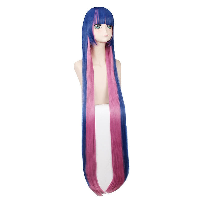 Panty & Stocking with Garterbelt Stocking Blue Mixed Red 120cm Long Straight Cosplay Wigs - Cosplay Clans