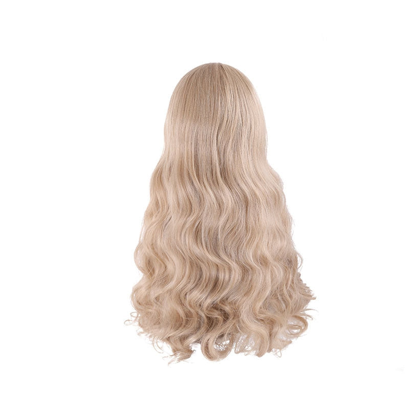 Women Fashion Long Golden Wavy Sweet Bangs Lolita Wig