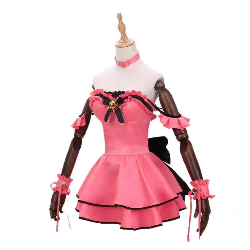 Anime Date A Live Kurumi Tokisaki Pink Cat Maid Dress Cosplay Costume - Cosplay Clans