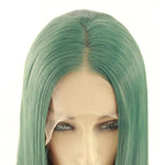 60cm Women Lace Front Wigs Long Straight Dark Green Cosplay Wigs - Cosplay Clans