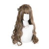 Women Fashion Long Brown Wavy Sweet Bangs Lolita Wig