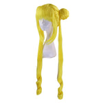 Anime Sailor Moon Tsukino Usagi Long Straight Double Braids Lemon Yellow Blonde Cosplay Wigs - Cosplay Clans