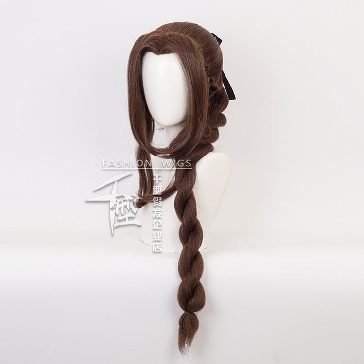 Game Final Fantasy VII Remake FF7 Aerith Gainsborough Long Brown Cosplay Wigs