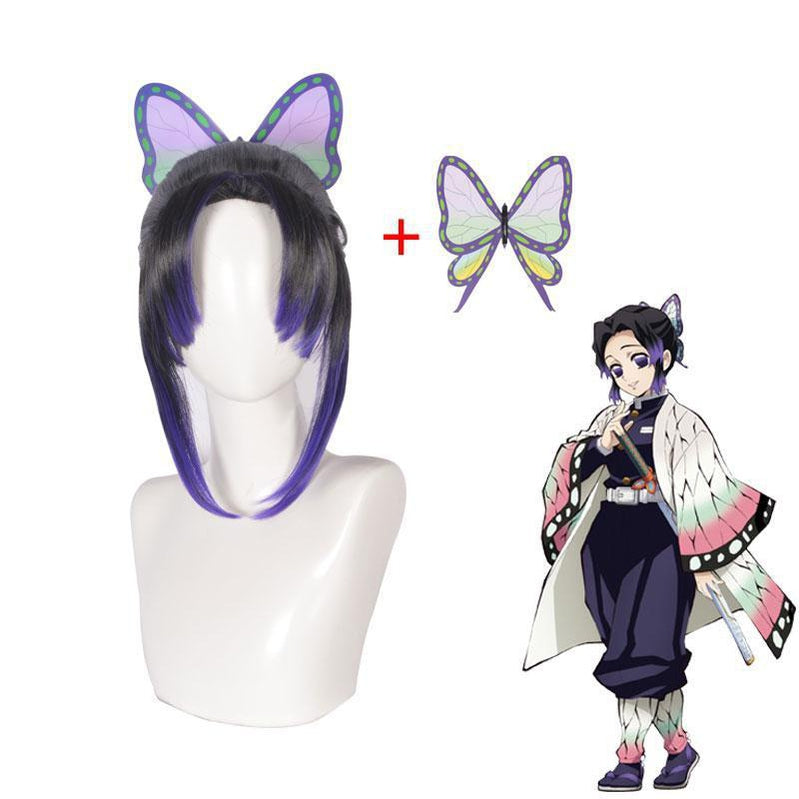 Anime Demon Slayer Kimetsu no Yaiba Cosplay Kochou Shinobu Cosplay Wig Short Purple Wig - Cosplay Clans