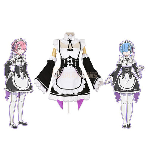 Anime Re:Zero Starting Life in Another World Rem and Ram Maid Cosplay Costume - Cosplay Clans