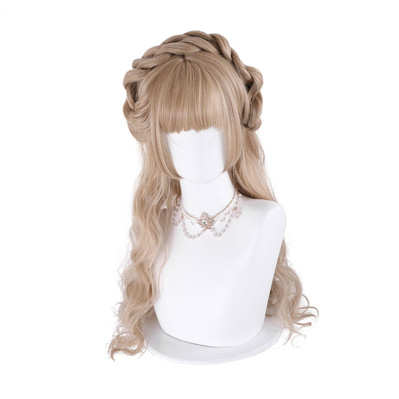 Women Fashion Long Golden Wavy Sweet Bangs Lolita Wig