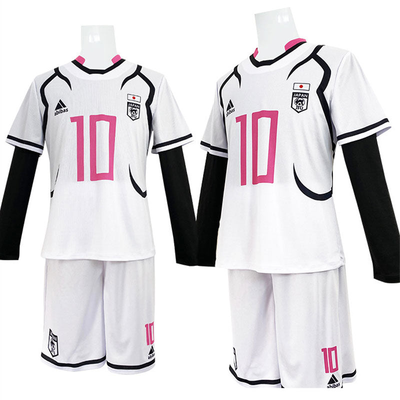 Inazuma Eleven Cosplay Japan Soccer Team Jersey White Blue Cosplay Costume  - Cosplayshow.com