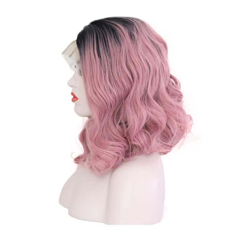 Multi-size Women Lace Front Wigs Short Curly Black Fade Pink Cosplay Wigs - Cosplay Clans