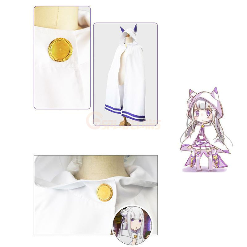 Anime Re:Zero Starting Life in Another World Emilia Cloak Cosplay Costume - Cosplay Clans