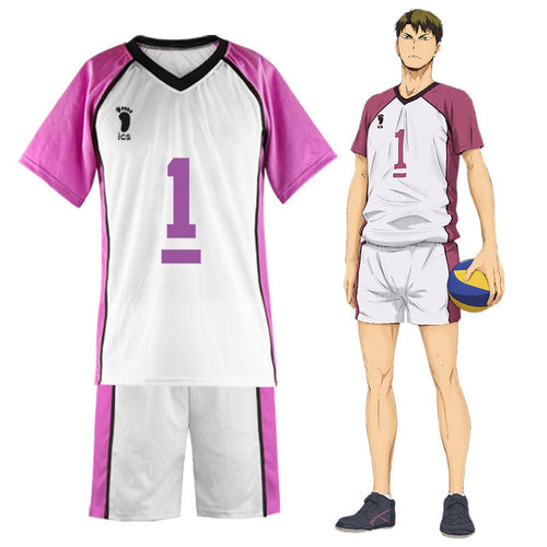 Anime Haikyuu Shiratorizawa Academy Ushijima Wakatoshi T-Shirt Uniform Cosplay Costume - Cosplay Clans