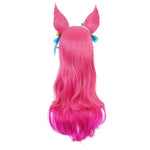 Game LOL Spirit Blossom Skin Ahri 80cm Long Red Gradient Purple Wavy Cosplay Wigs with Headwear - Cosplay Clans