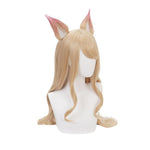 LOL KDA Nine-Tailed Fox Ahri Long Straight Blonde Cosplay Wigs With Ears - Cosplay Clans