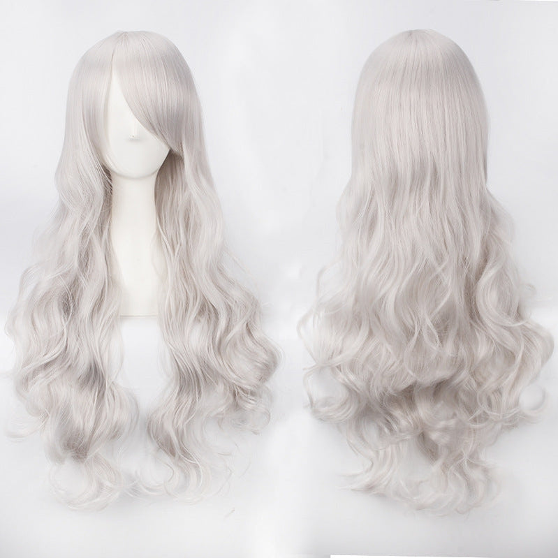 Women Wavy Sweet 80cm Long White and Gray Lolita Fashion Wigs with Bangs - Cosplay Clans